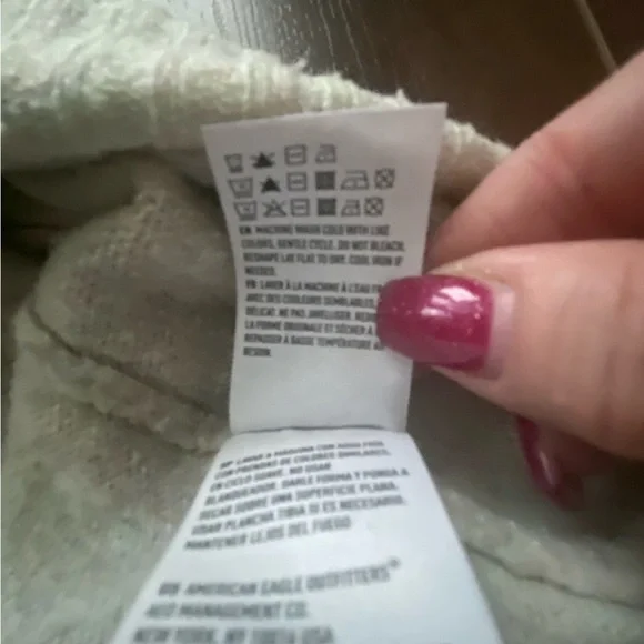 American Eagle Knit Cropped Hooded Sweater Oat XS - Picture 12 of 12